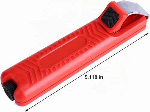 Vista 5 de Herramienta de pelado de cables, profundidad de corte ajustable, pelacables duros, mini cuchillo rojo, cortador de alicates, herramienta