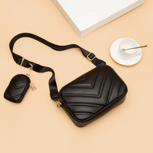 Vista 8 de Herald Chevron - Bolso cruzado pequeño acolchado con monedero para mujer cuadrado con cámara de fotos hombro lateral 2 tamaños