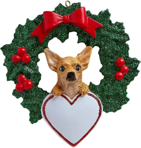 Vista 2 de Adornos personalizados para árbol de Navidad 2025 para mascotas, Chihuahua con corona, recuerdo para los amantes de los perros de los cachorros
