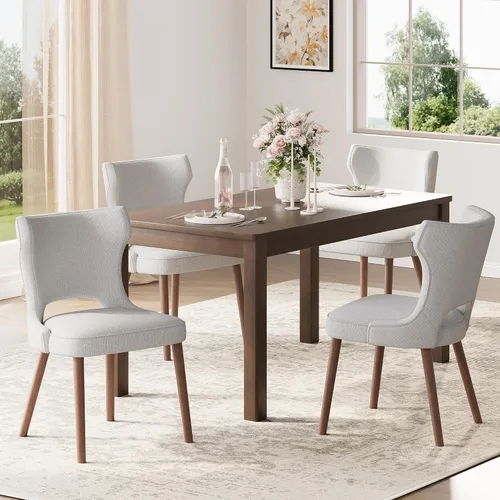 Vista 17 de Juego de 2 sillas de comedor tapizadas, sillas de cocina con respaldo curvado