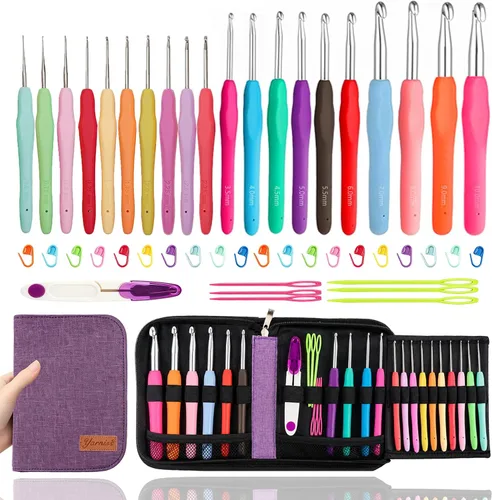 Vista 10 de Yarniss - Juego de ganchos de ganchillo ergonómicos grandes de 0.256 pulgadas, 0.276 pulgadas, 0.315 pulgadas, 0.354 pulgadas, 0.394 pulgadas