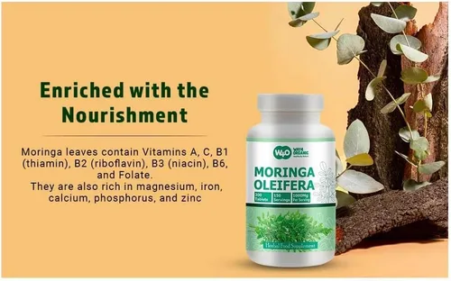 Vista 9 de Cápsulas de polvo de hoja de Moringa (tabletas) - 300 píldoras, 150 porciones, 1000 mg (1 paquete)