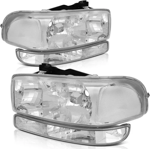 Vista 29 de Conjunto de faros delanteros para Chevy Avalanche 1500 2003-2006 para Avalanche 2500 03-06 para 1500 Classic 2007 carcasa negra reflector ámbar