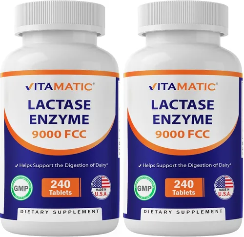 Vista 10 de Vitamatic Enzima de lactasa 9000 FCC 240 comprimidos - Caplets de alivio para la intolerancia a la lactosa