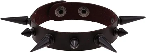 Vista 4 de Punk Rock Black Spike Pulseras Rivet Pulsera de cuero PU para mujeres y hombres