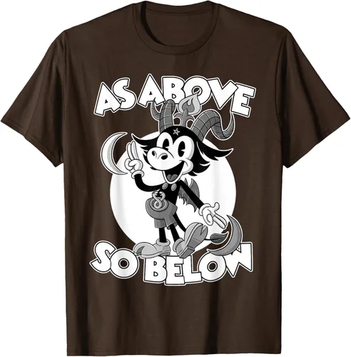 Vista 7 de Camiseta de dibujos animados retro de Baphomet Pagan As Above So Below, Negro, S
