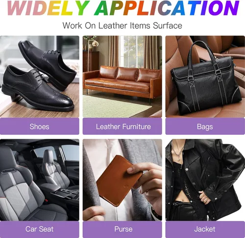 Vista 6 de Kit de reparación de vinilo y cuero, 12 colores de pintura acrílica para cuero para zapatos, zapatillas, muebles de cuero, bolsos, asiento de coche