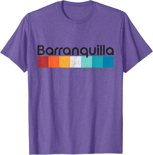 Vista 8 de Barranquilla Colombia - Camiseta de diseño vintage de estilo retro, Blanco, S