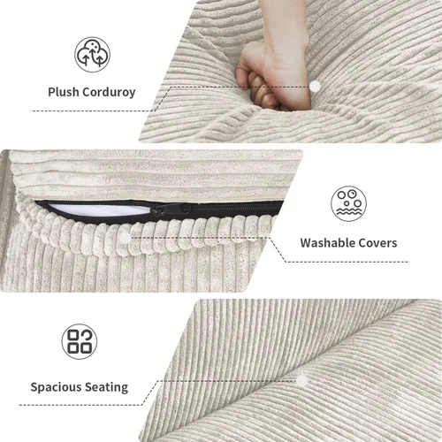 Vista 3 de Cloud Couch - Sofá seccional en forma de L de 102 pulgadas con otomana, sofá de pana de 3 plazas, sofá modular convertible para sala de estar