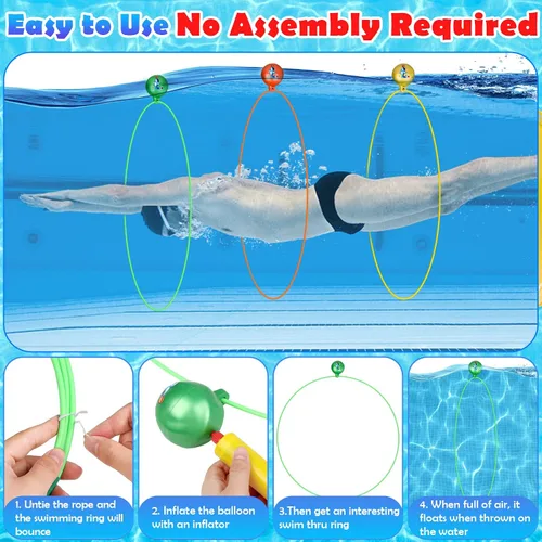 Vista 2 de Cludoo Anillos de natación para buceo en piscina, juguetes para niños, alta estabilidad, no requiere montaje, juguete de piscina, aros de natación