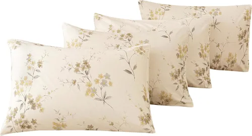 Vista 18 de ECOCOTT Juego de 2 fundas de almohada florales de tamaño estándar, 100% algodón lavado con cierre de sobre, fundas de almohada estampadas de flores