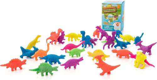 Vista 7 de IPIDIPI TOYS Dinosaurios que crecen en el agua, paquete de 25 juguetes de dinosaurios expandibles para niños, regalos de fiesta, rellenos de piñata