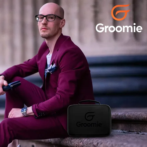 Vista 5 de Groomie BaldiePro - Funda de viaje negro Kit de afeitado organizador de viaje para hombres Elegante funda rígida portátil para llevar sobre