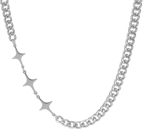 Vista 10 de Collar minimalista con cadena irregular Y2k para uso diario, versátil, joyería de moda para mujer, plata Dorado-1