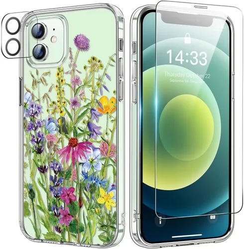 Vista 9 de bicol - Funda para iPhone 11 Pro Max con protector de pantalla y protector de lente de cámara - Diseños florales de moda para mujeres y niñas