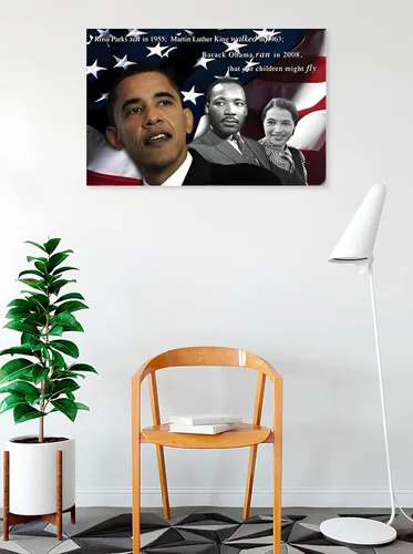Vista 2 de BUY ART FOR LESS Zachary Brazdis - Póster de derechos civiles con licencia oficial de Barack Obama - Our Children Will Fly by Zachary Brazdis - 36 x