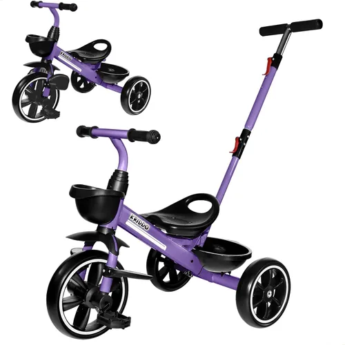 Vista 7 de KRIDDO Triciclo 2 en 1 para niños de 18 meses a 5 años de edad, mango de empuje extendido para empujar sin esfuerzo, triciclo de regalo para niños