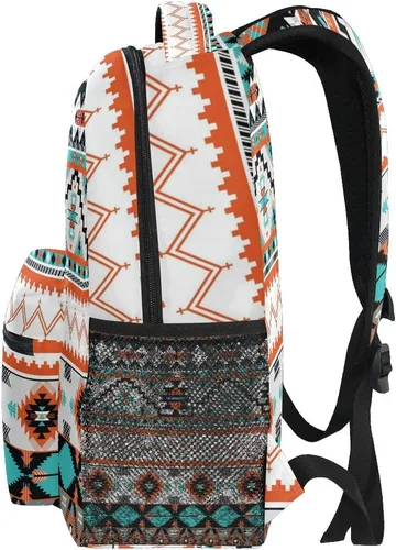 Vista 4 de AUUXVA Mochila geométrica étnica azteca para viajes, escuela, bolsa de hombro para niños, niñas, mujeres y hombres, Azteca #01, Viajar