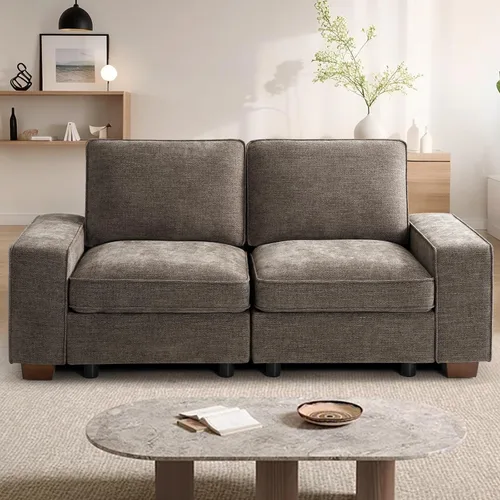 Vista 46 de TEKAMON - Sofá modular de 73" con almacenamiento en el asiento, sofá biplaza moderno de tela de chenilla para sala de estar, oficina, apartamento