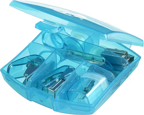 Vista 3 de Tinc Mini Stationery Set – Blue Tape Dispenser, Scissors, Stapler, Staple Remover, Hole Punch, Sharpener. Great for School