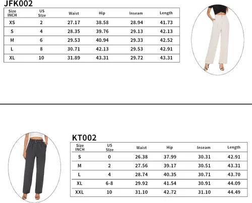 Vista 3 de FUNYYZO Women Pleated Zipper Front Pants Ruffle Edge Waisted Casual Long Straight Trousers for Summer