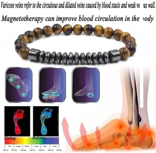 Vista 5 de INENIMARTJ Tobillera de obsidiana negra antihinchazón, terapia magnética, pulsera de tobillo de obsidiana negra para mujeres y hombres, pulsera