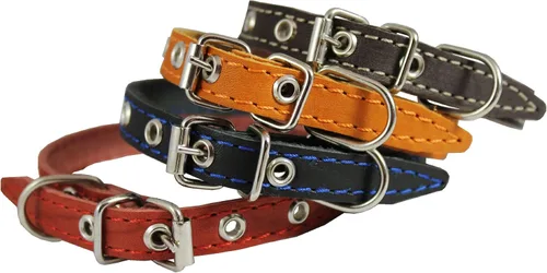 Vista 3 de Collar de perro de cuero real rojo 9.5"-13" tamaño del cuello, 1/2" de ancho Yorkshire Terrier, cachorros