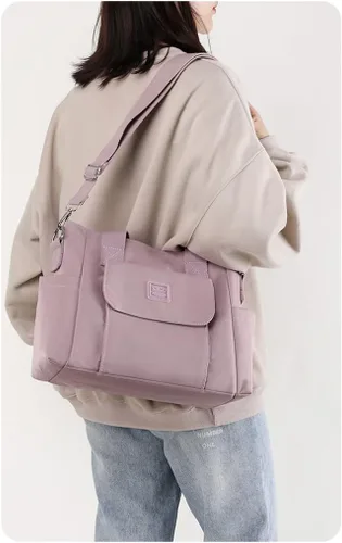 Vista 2 de Bolso de lona para mujer, bolso cruzado de nailon, bolso de hombro, bolso de hobo, lindo tamaño grande, casual, embrague