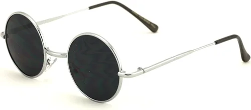 Vista 4 de Moda Casual Pequeño Círculo Redondo Delgado Metal Marco Unisex Gafas De Sol Lennon Negro