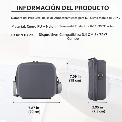 Vista 4 de Estuche de transporte para DJI OM8 – Bolsa de almacenamiento portátil de viaje, funda rígida para DJI Osmo Mobile 8 Smartphone Gimbal Stabilizer