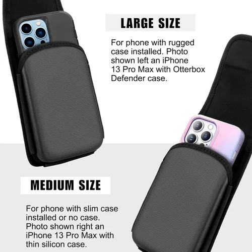 Vista 2 de Perilogics Funda acolchada de EVA para teléfono con cierre magnético, tela de sarga protectora y clip para cinturón personalizado, compatible