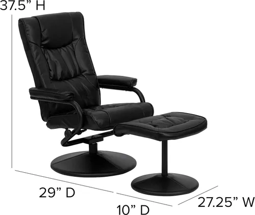 Vista 3 de Flash Furniture Rachel - Silla reclinable de LeatherSoft contemporánea multiposición con otomana, silla reclinable giratoria de 360 grados y juego