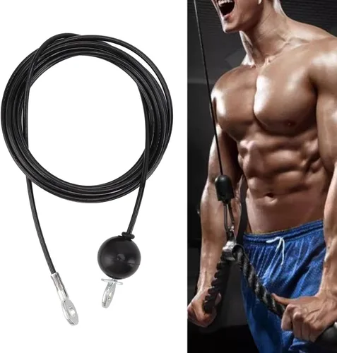 Vista 6 de Cable de polea de fitness, cable de acero resistente para gimnasio, cable de repuesto para gimnasio en casa, accesorios de máquina (13.1 ft)