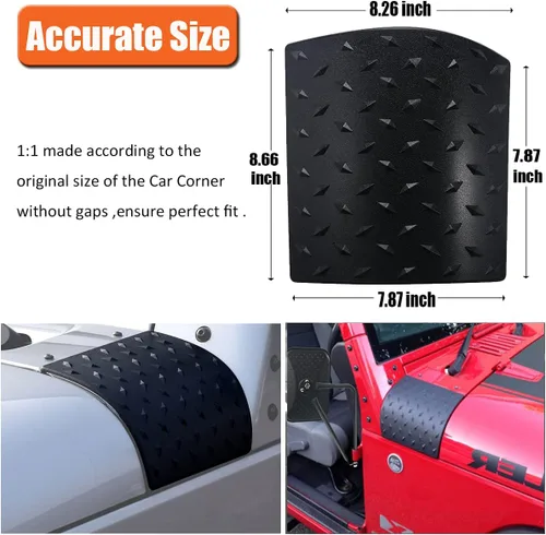 Vista 6 de Bentolin Cowl Body Armor - Cubierta exterior con recubrimiento en polvo, compatible con Jeep Wrangler JK Rubicon Sahara X Off Road Sport Unlimited