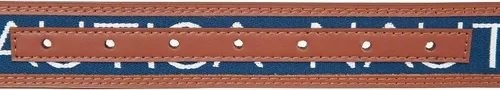 Vista 4 de Nautica Men's Signature Leather and Canvas Belt Ribbon Detail Flag Design Classic Casual Metal Buckle