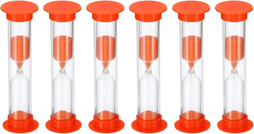 Vista 7 de PATIKIL Temporizador de arena de 2 minutos, 6 piezas de reloj de arena pequeño con cubierta de plástico, vidrio de arena de cuenta regresiva
