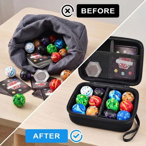 Vista 3 de Funda compatible con Bakugan para Baku Gear Pack, organizador de juguetes, almacenamiento para tarjetas Bakucores y figuras de acción ultra