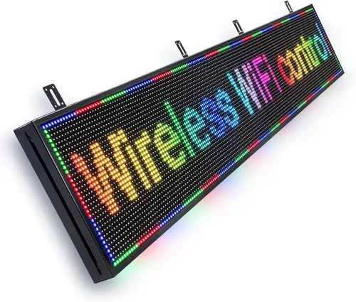 Vista 7 de Letrero LED programable P6 de 40 x 17 pulgadas, tablero de mensajes de desplazamiento WiFi a todo color, 160 x 64 píxeles, pantallas de señalización