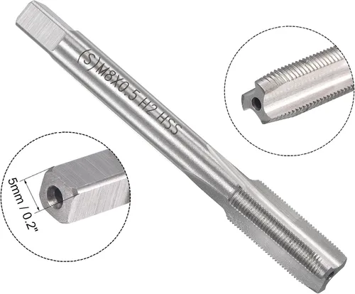 Vista 3 de uxcell M8 x 0.020 in Juego de llaves métricas y troqueles, rosca de máquina con troquel de roscado redondo, kit de grifo y troquelado