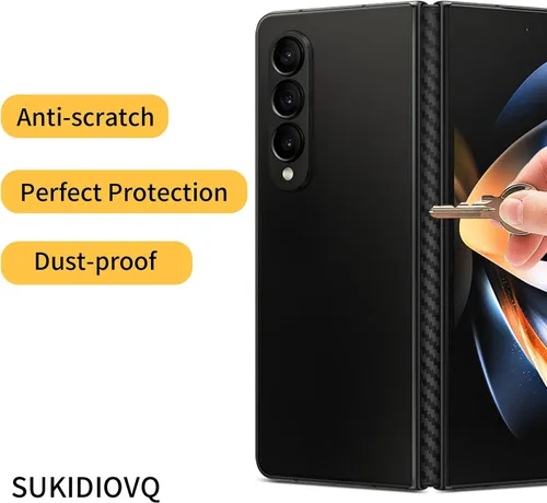 Vista 4 de Paquete de 4 unidades para Samsung Galaxy Z Fold 5 cubierta de bisagra de teléfono Protector de película de fibra de carbono 3M vinilo de PVC Fibra