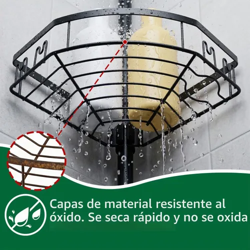 Vista 9 de Barra de tensión ajustable para ducha, jabón de esquina de 4 niveles, 43.5