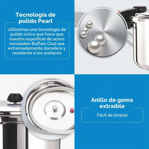 Vista 3 de Buffalo Olla a presión de acero inoxidable de 8 cuartos de galón – Olla pequeña para conservas con tapa para el hogar, uso comercial, olla a presión