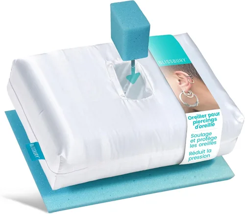 Vista 10 de BLISSBURY Mini Almohada para Oreja Almohada para Perforación de Oreja para Dormir de Lado Almohada CNH Amigable para Viajes con Agujero para Gris