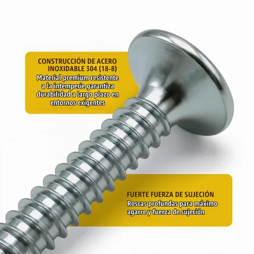 Vista 3 de BCP Fasteners 100 unidades de tornillos para madera Phillips de cabeza plana de 1/2" inoxidable #6 (BCP16)