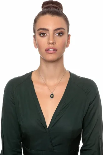 Vista 3 de Love Necklace with I Love You inscribed in 120 languages in Miniature Text of Pure Gold on a Romantic Onyx Pendant for Women, 18" Rolo Chain
