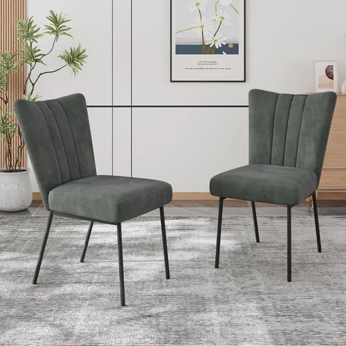 Vista 16 de ZckyCine Silla de comedor de piel sintética, silla de sala de estar, moderna silla auxiliar sin brazos de cocina con patas de metal
