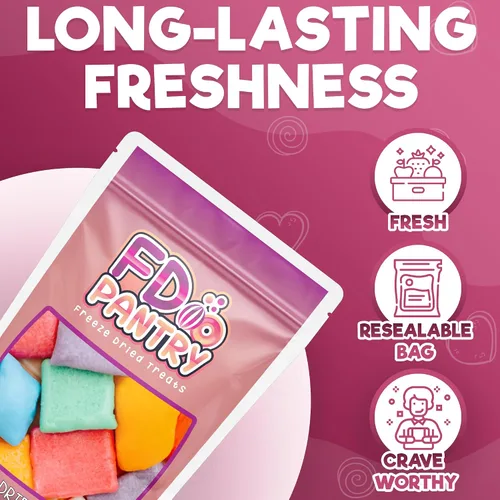 Vista 7 de Dulce Crujiente de Air Taffy Liofilizado - Variedad de Sabores de Frutas, 3.5 oz Fresa, Melón, Cereza, Frambuesa, Naranja, Uva, Misterio Snack