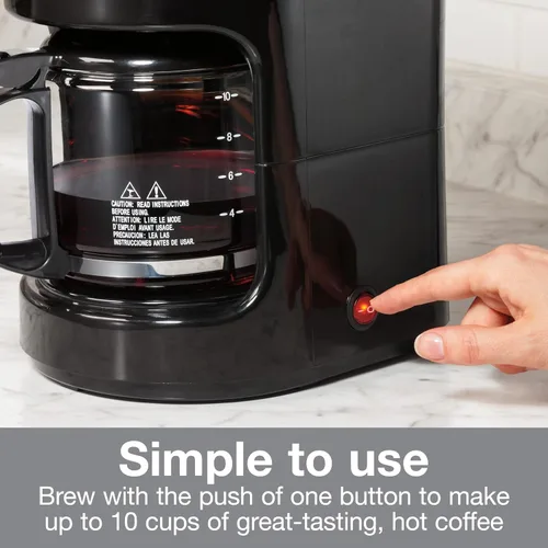 Vista 2 de Proctor Silex Cafetera de 10 tazas, funciona con enchufes inteligentes que son compatibles con Alexa, pausa y servicio automático, color negro