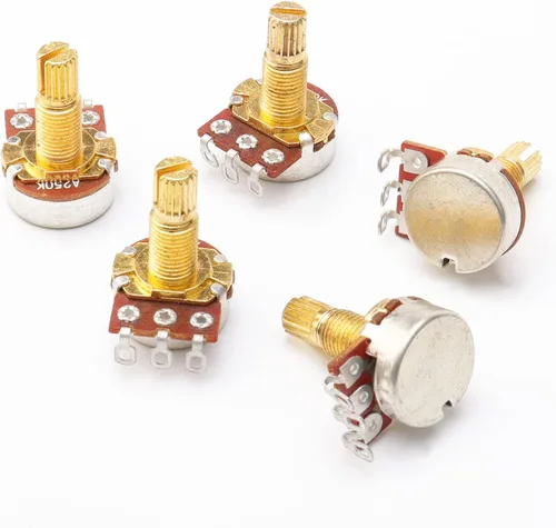 Vista 5 de Swhmc Potenciómetros de guitarra A250k de eje dividido Ollas cónicas de sonido Control de interruptor de tono para bajo eléctrico
