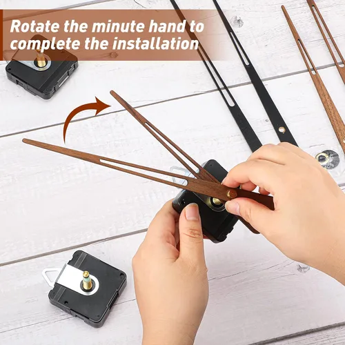 Vista 5 de Jadive 2 Piezas Mecanismo de Movimiento de Reloj de Eje Largo de Alto Torque con Manecillas de Reloj de Madera para Repuestos de Reemplazo DIY